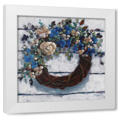 Coming Home Wreath White Modern Wood Framed Art Print by Riger, Sue