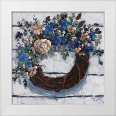 Coming Home Wreath White Modern Wood Framed Art Print by Riger, Sue