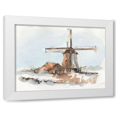 Windmill Watercolor I White Modern Wood Framed Art Print by Harper, Ethan