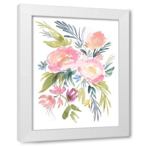 Pastel Floral Bouquet I White Modern Wood Framed Art Print by Goldberger, Jennifer