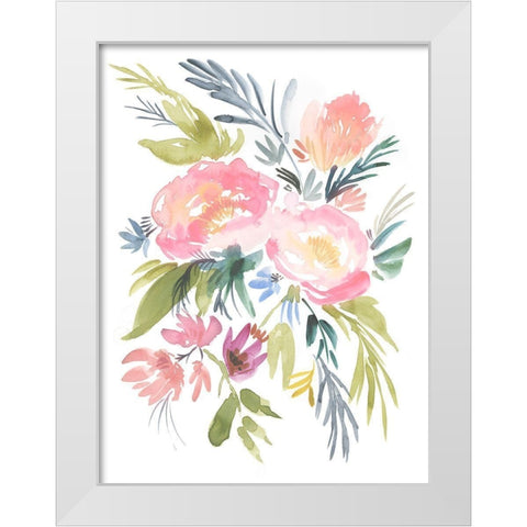 Pastel Floral Bouquet I White Modern Wood Framed Art Print by Goldberger, Jennifer