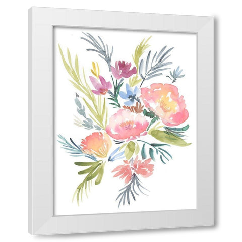 Pastel Floral Bouquet II White Modern Wood Framed Art Print by Goldberger, Jennifer