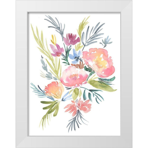 Pastel Floral Bouquet II White Modern Wood Framed Art Print by Goldberger, Jennifer