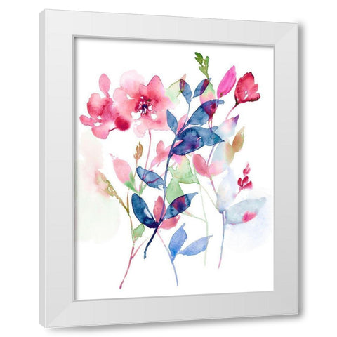 Jeweled Flowers I White Modern Wood Framed Art Print by Goldberger, Jennifer