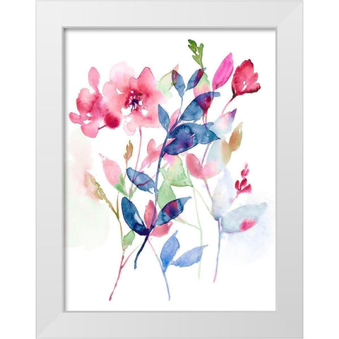 Jeweled Flowers I White Modern Wood Framed Art Print by Goldberger, Jennifer