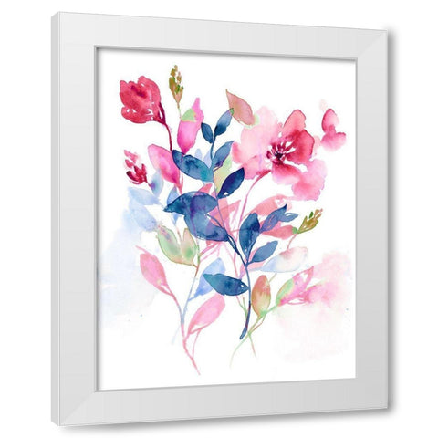 Jeweled Flowers II White Modern Wood Framed Art Print by Goldberger, Jennifer