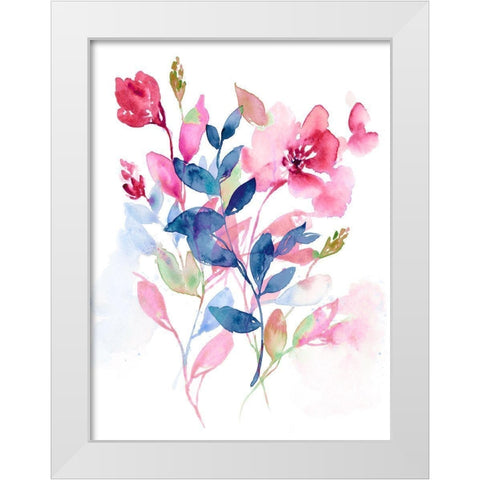 Jeweled Flowers II White Modern Wood Framed Art Print by Goldberger, Jennifer