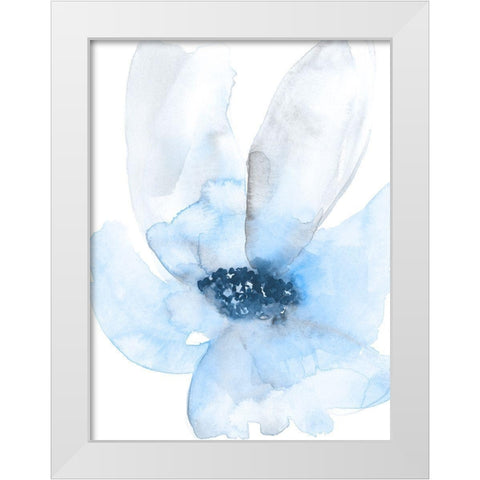 Cobalt Flower I White Modern Wood Framed Art Print by Goldberger, Jennifer