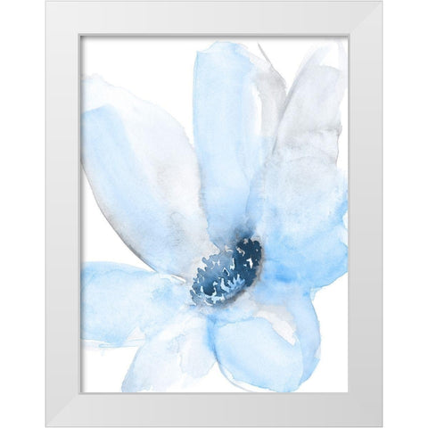 Cobalt Flower II White Modern Wood Framed Art Print by Goldberger, Jennifer