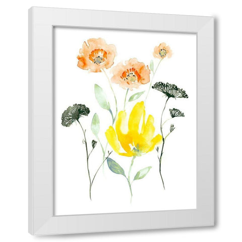 Bright Wildflowers I White Modern Wood Framed Art Print by Goldberger, Jennifer