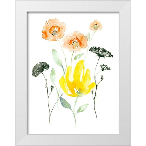 Bright Wildflowers I White Modern Wood Framed Art Print by Goldberger, Jennifer