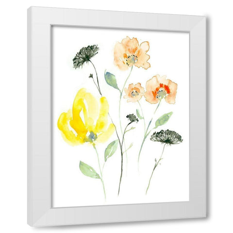 Bright Wildflowers II White Modern Wood Framed Art Print by Goldberger, Jennifer