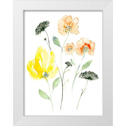 Bright Wildflowers II White Modern Wood Framed Art Print by Goldberger, Jennifer