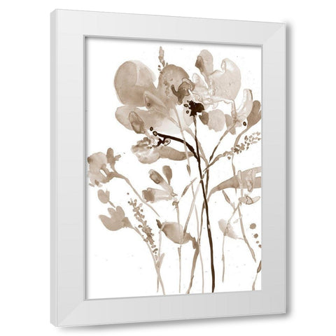 Neutral Floral Overlay I White Modern Wood Framed Art Print by Goldberger, Jennifer