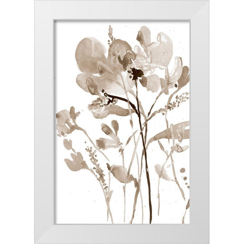 Neutral Floral Overlay I White Modern Wood Framed Art Print by Goldberger, Jennifer