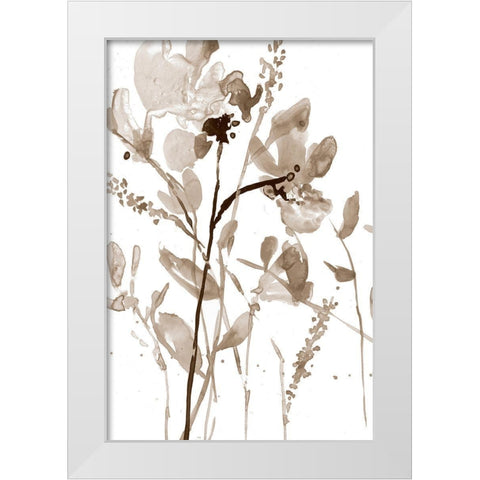 Neutral Floral Overlay II White Modern Wood Framed Art Print by Goldberger, Jennifer