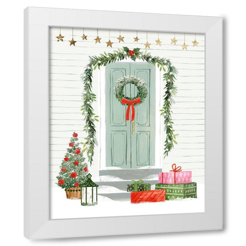 Festive Front Door I White Modern Wood Framed Art Print by Barnes, Victoria