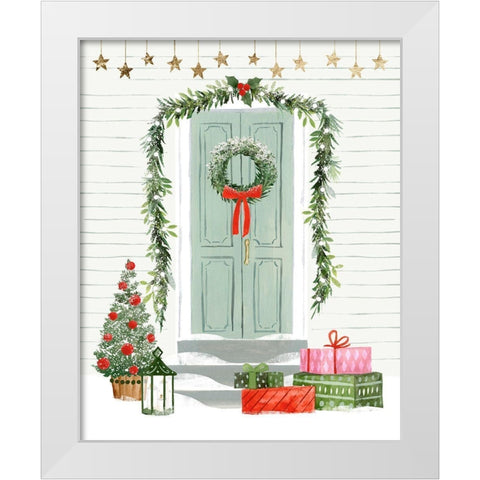 Festive Front Door I White Modern Wood Framed Art Print by Barnes, Victoria