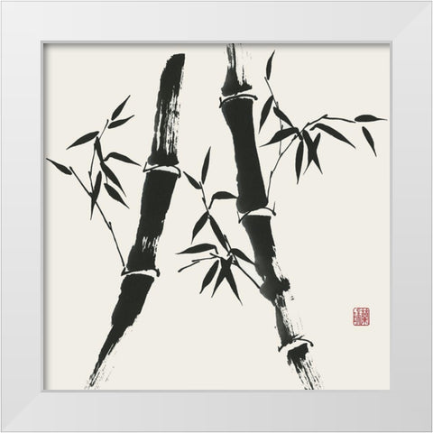 Bamboo Collection V White Modern Wood Framed Art Print by Rae, Nan