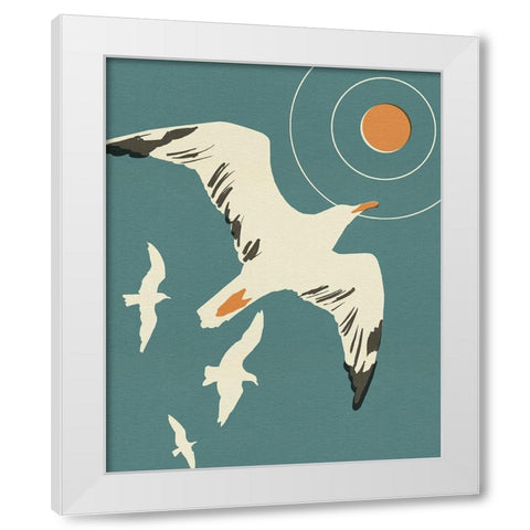 Seagull Block Print II White Modern Wood Framed Art Print by Green, Jacob