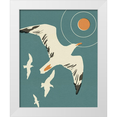 Seagull Block Print II White Modern Wood Framed Art Print by Green, Jacob