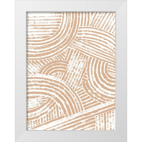 Pattern Maze in Apricot I White Modern Wood Framed Art Print by Vess, June Erica