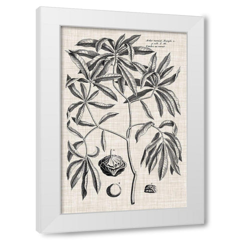 Custom Black And Oatmeal Linen Botanical V White Modern Wood Framed Art Print by Vision Studio