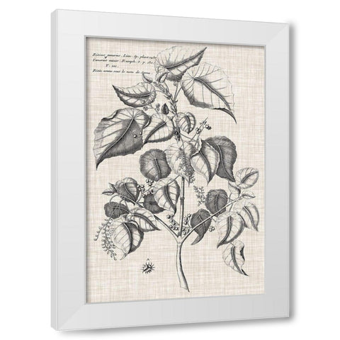 Custom Black And Oatmeal Linen Botanical VI White Modern Wood Framed Art Print by Vision Studio