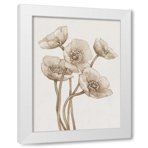 Poppies in Sepia II White Modern Wood Framed Art Print by OToole, Tim