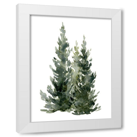 Simple Evergreens I White Modern Wood Framed Art Print by Caroline, Emma