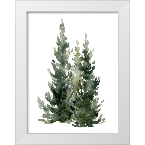 Simple Evergreens I White Modern Wood Framed Art Print by Caroline, Emma