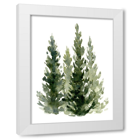 Simple Evergreens II White Modern Wood Framed Art Print by Caroline, Emma