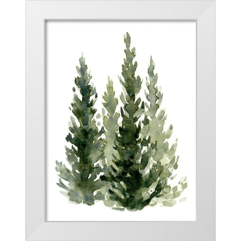 Simple Evergreens II White Modern Wood Framed Art Print by Caroline, Emma