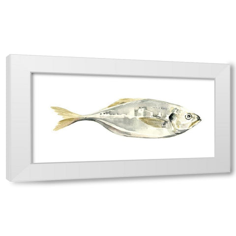 Silver Fish III White Modern Wood Framed Art Print by Caroline, Emma