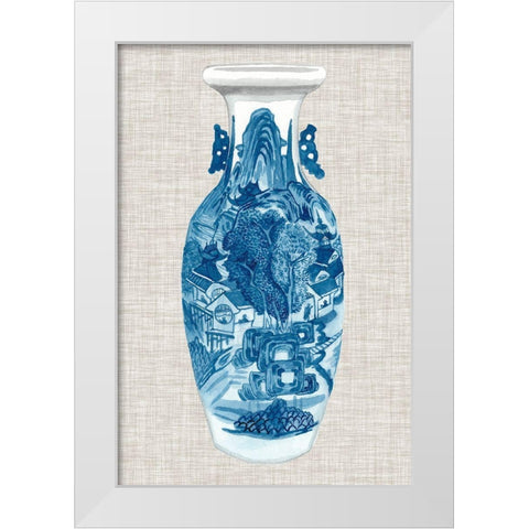 Ming Vase on Linen I White Modern Wood Framed Art Print by McCavitt, Naomi