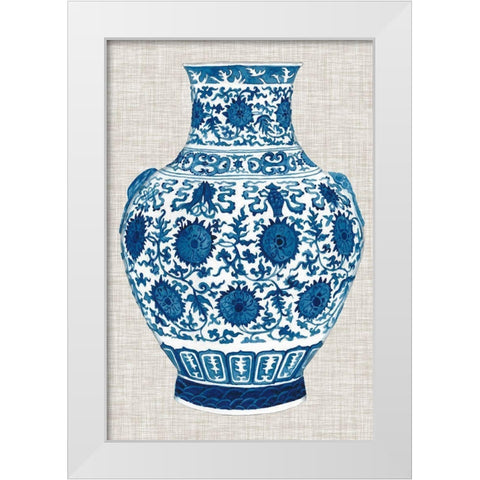 Ming Vase on Linen V White Modern Wood Framed Art Print by McCavitt, Naomi