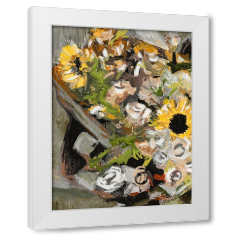 Sunflower Bouquet I White Modern Wood Framed Art Print by Wang, Melissa