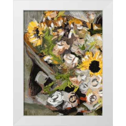 Sunflower Bouquet I White Modern Wood Framed Art Print by Wang, Melissa