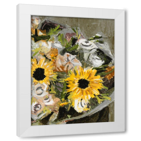 Sunflower Bouquet II White Modern Wood Framed Art Print by Wang, Melissa