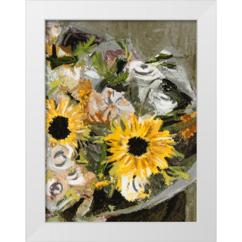 Sunflower Bouquet II White Modern Wood Framed Art Print by Wang, Melissa