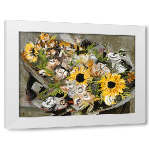 Sunflower Bouquet III White Modern Wood Framed Art Print by Wang, Melissa