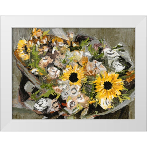 Sunflower Bouquet III White Modern Wood Framed Art Print by Wang, Melissa