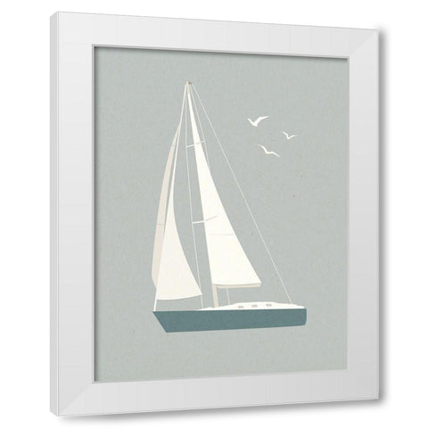 Sailboat Shapes II White Modern Wood Framed Art Print by Barnes, Victoria