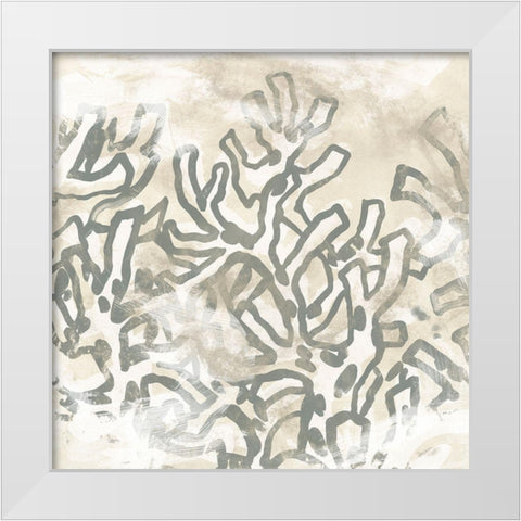 Vintage Sea Batik II White Modern Wood Framed Art Print by Vess, June Erica