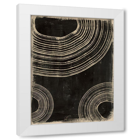 Rings on Charcoal I White Modern Wood Framed Art Print by Barnes, Victoria