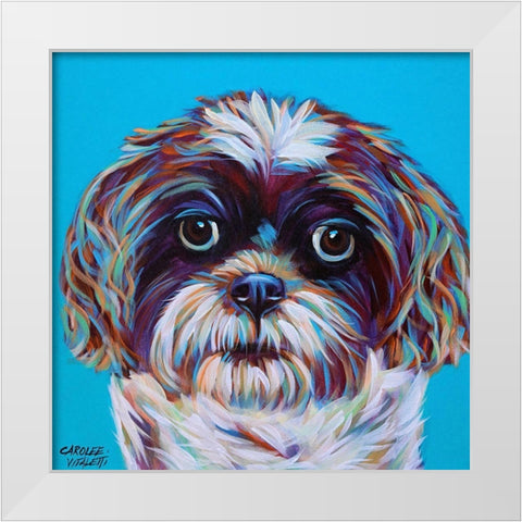 Shih Tzu on Blue White Modern Wood Framed Art Print by Vitaletti, Carolee