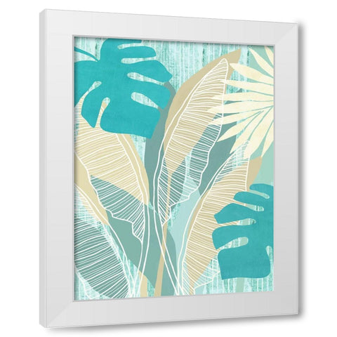 Aqua Tropical I White Modern Wood Framed Art Print by Kouta, Flora