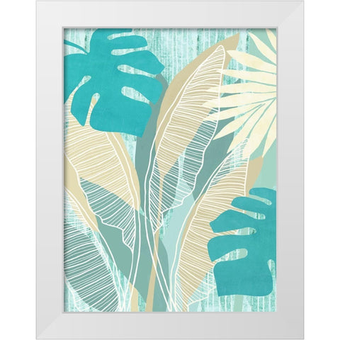 Aqua Tropical I White Modern Wood Framed Art Print by Kouta, Flora