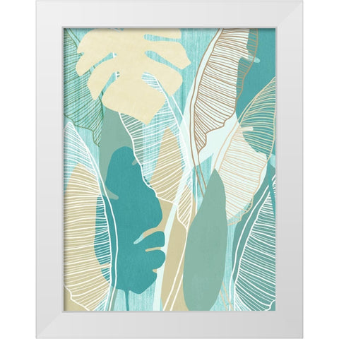 Aqua Tropical II White Modern Wood Framed Art Print by Kouta, Flora