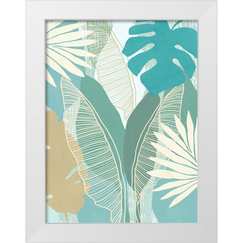Aqua Tropical III White Modern Wood Framed Art Print by Kouta, Flora